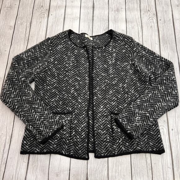 Cocogio Italy Wool Open Front Gray/Black Women's Cardigan Sweater Size XL - Picture 3 of 9